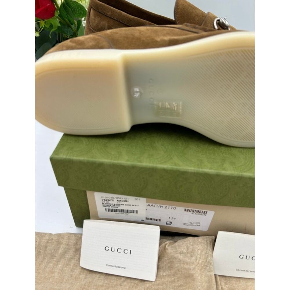 Men's Gucci tan suede horse bit loafers size 11.5 fits 12 US made in Italy - Picture 10 of 13